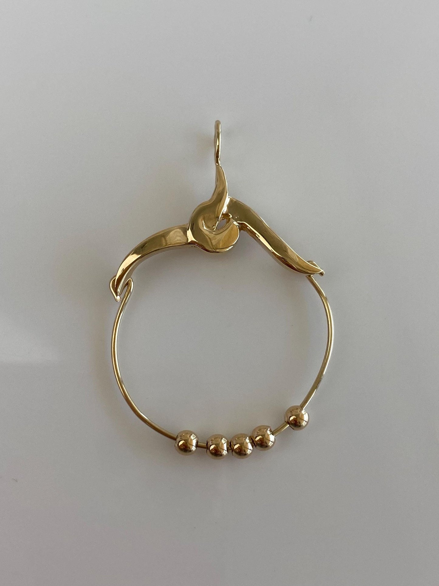 Vintage Solid 14k Yellow Gold Charm Holder w/ 14k Gold Spacer Beads Charm