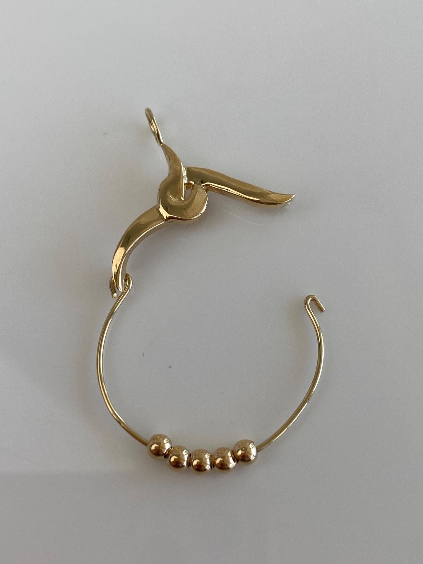 Vintage Solid 14k Yellow Gold Charm Holder w/ 14k Gold Spacer Beads Charm