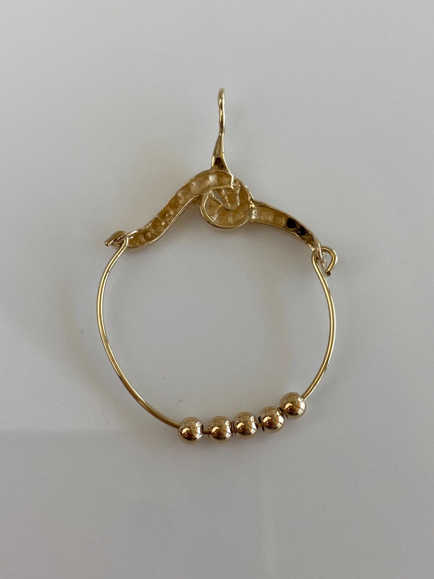 Vintage Solid 14k Yellow Gold Charm Holder w/ 14k Gold Spacer Beads Charm