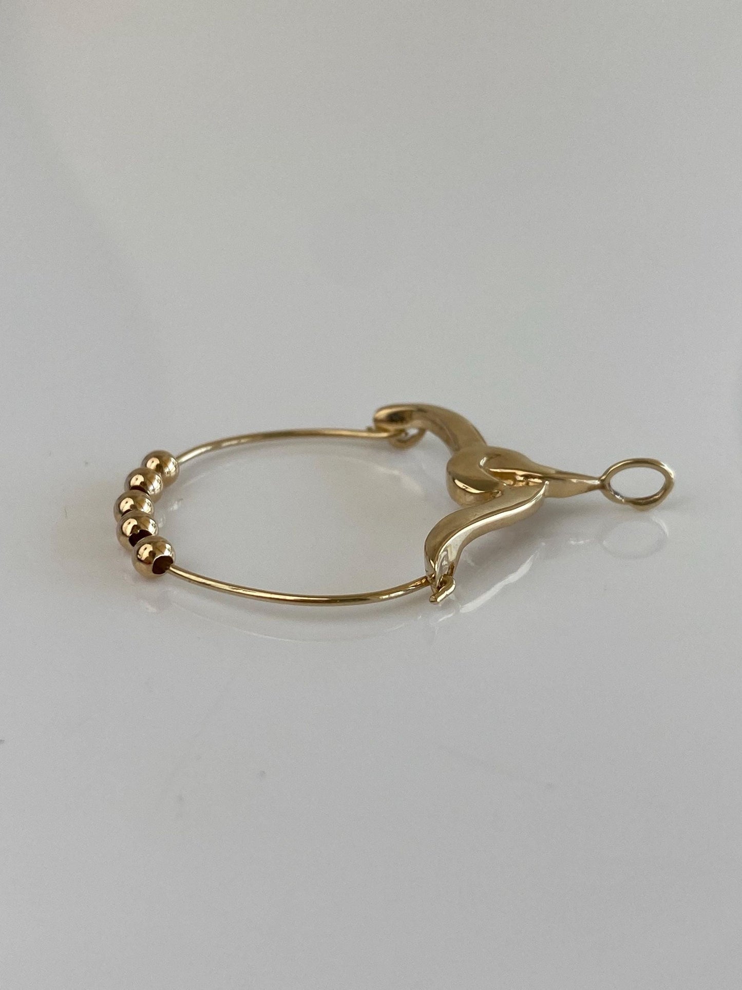 Vintage Solid 14k Yellow Gold Charm Holder w/ 14k Gold Spacer Beads Charm
