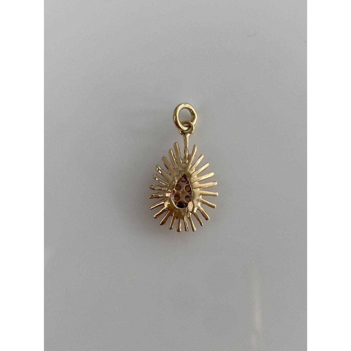 Vintage Solid 14k Yellow Gold Opal Starburst Charm