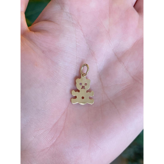 Solid 14k Yellow Gold Teddy Bear Charm