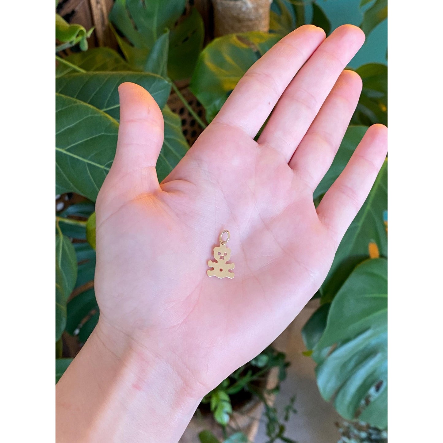 Solid 14k Yellow Gold Teddy Bear Charm