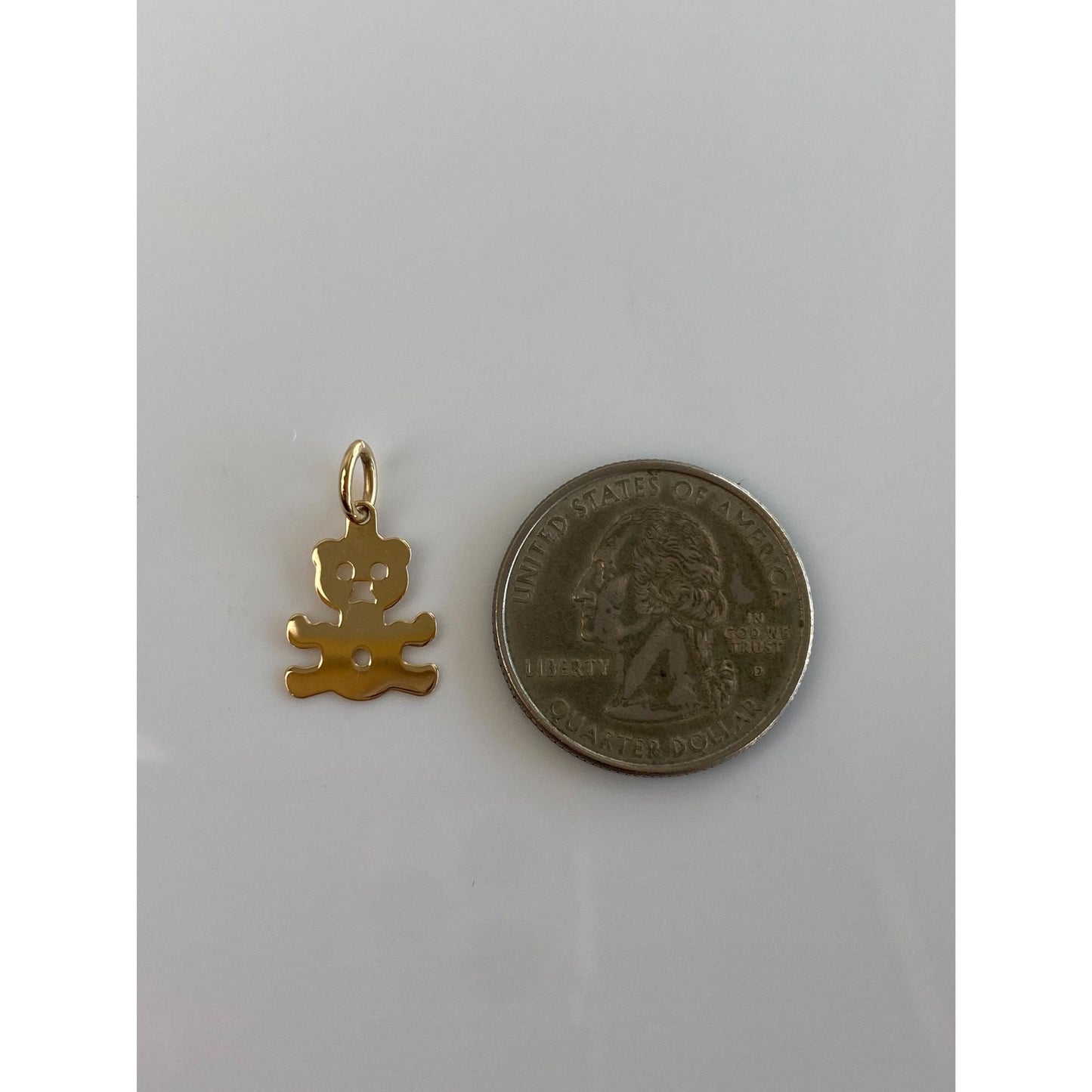 Solid 14k Yellow Gold Teddy Bear Charm