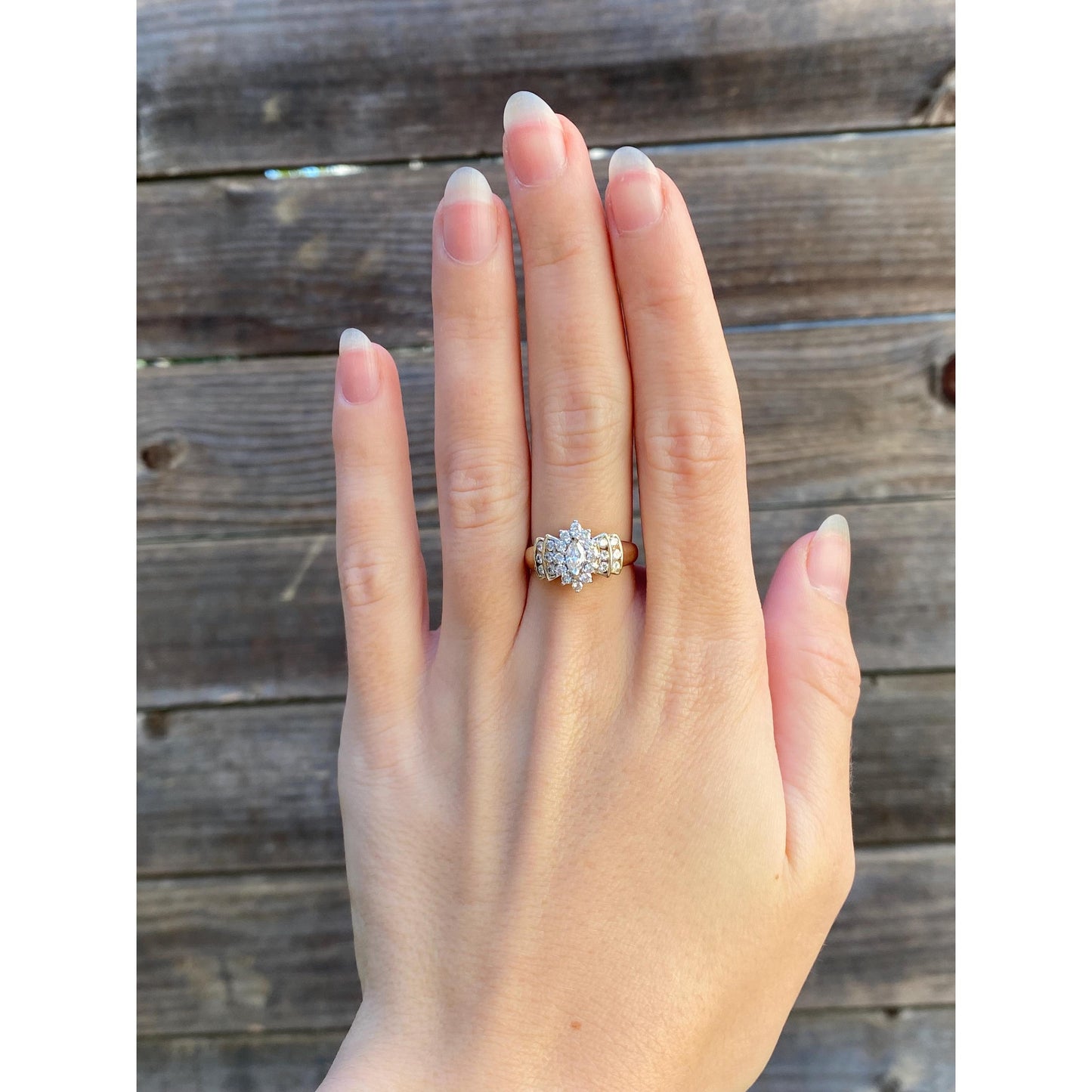 Solid 10k Yellow Gold Clear Cubic Zirconia Ring - Size 6.75