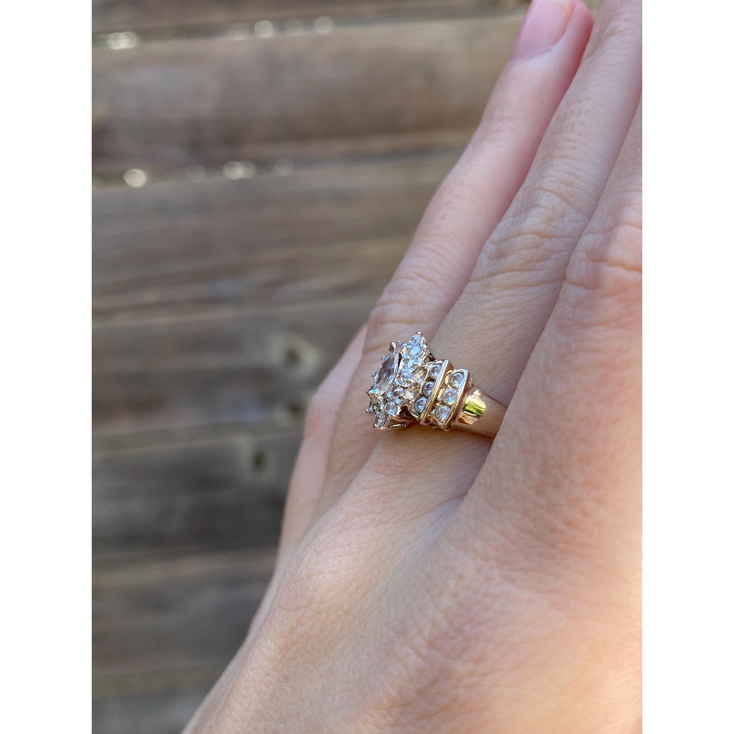 Solid 10k Yellow Gold Clear Cubic Zirconia Ring - Size 6.75