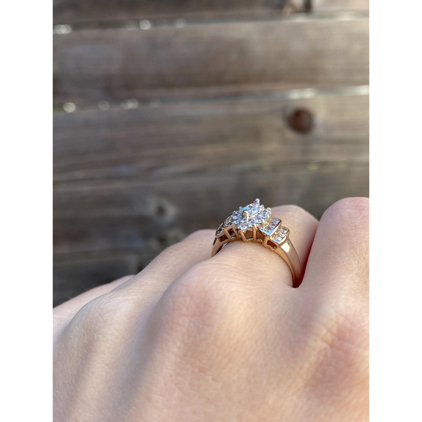 Solid 10k Yellow Gold Clear Cubic Zirconia Ring - Size 6.75