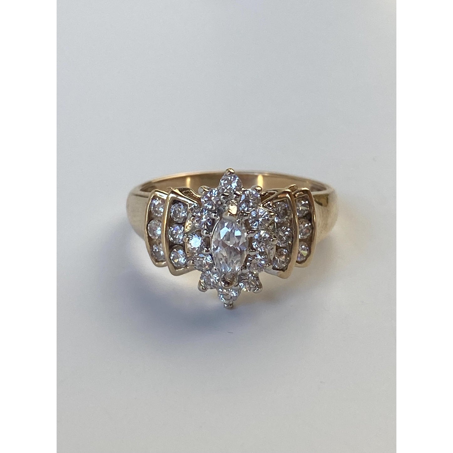 Solid 10k Yellow Gold Clear Cubic Zirconia Ring - Size 6.75
