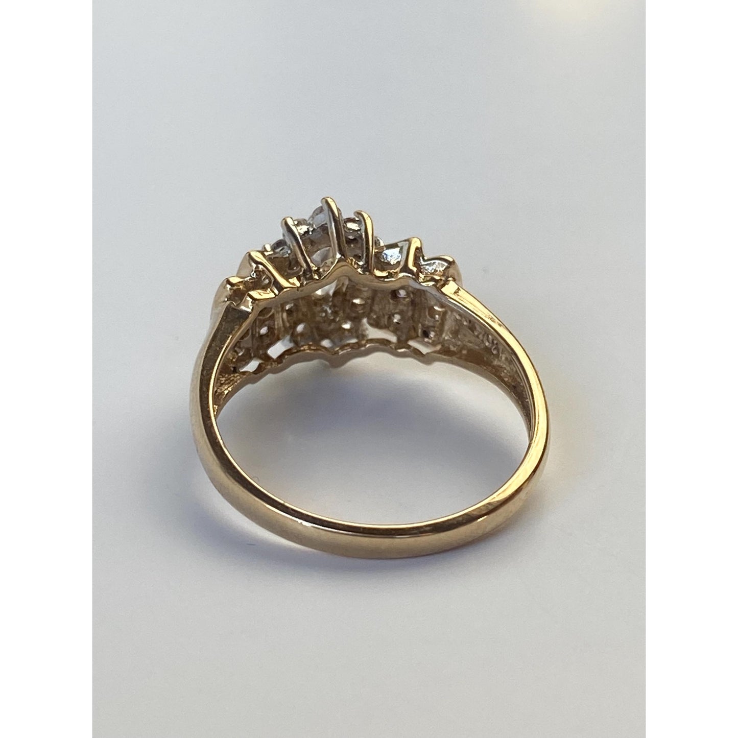 Solid 10k Yellow Gold Clear Cubic Zirconia Ring - Size 6.75