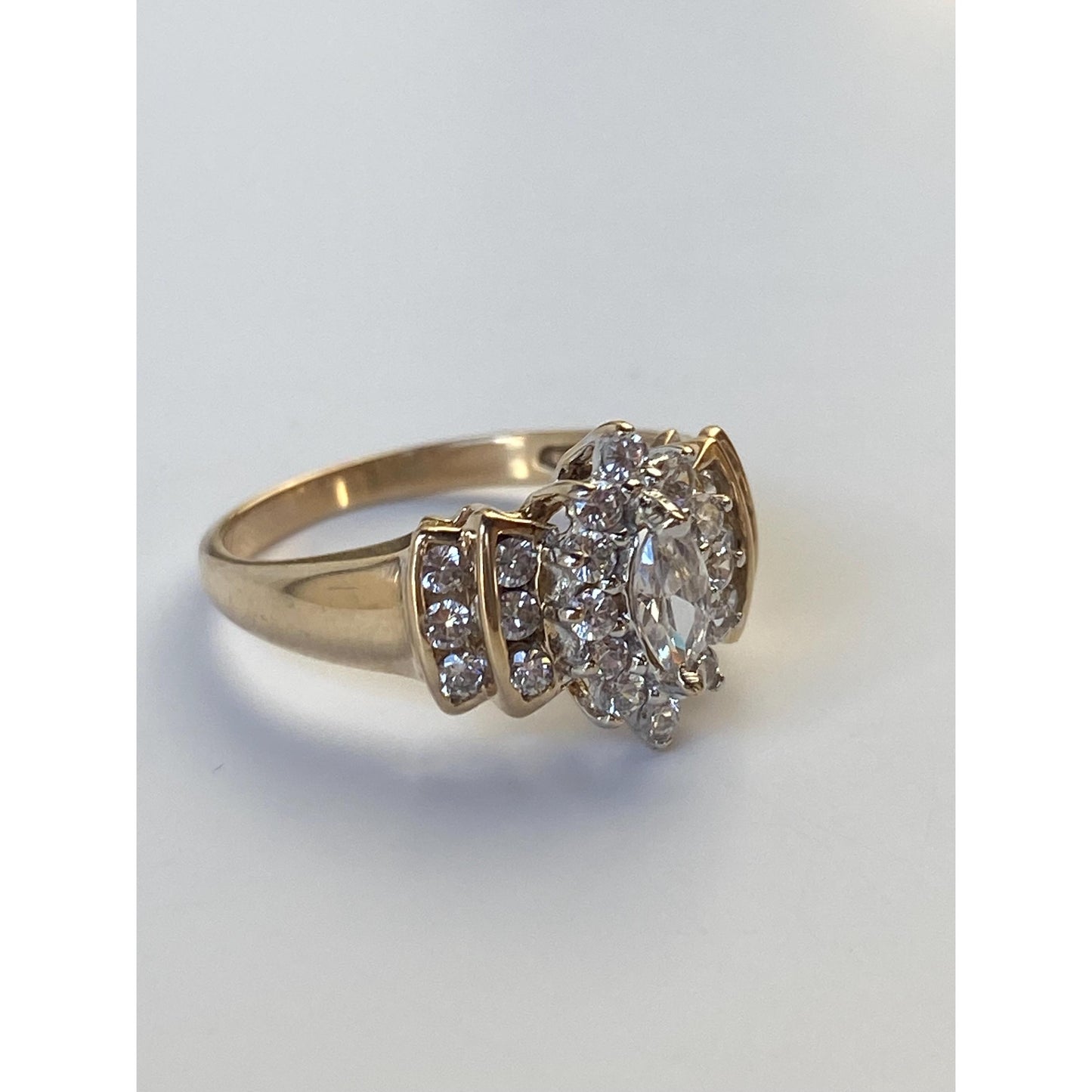 Solid 10k Yellow Gold Clear Cubic Zirconia Ring - Size 6.75