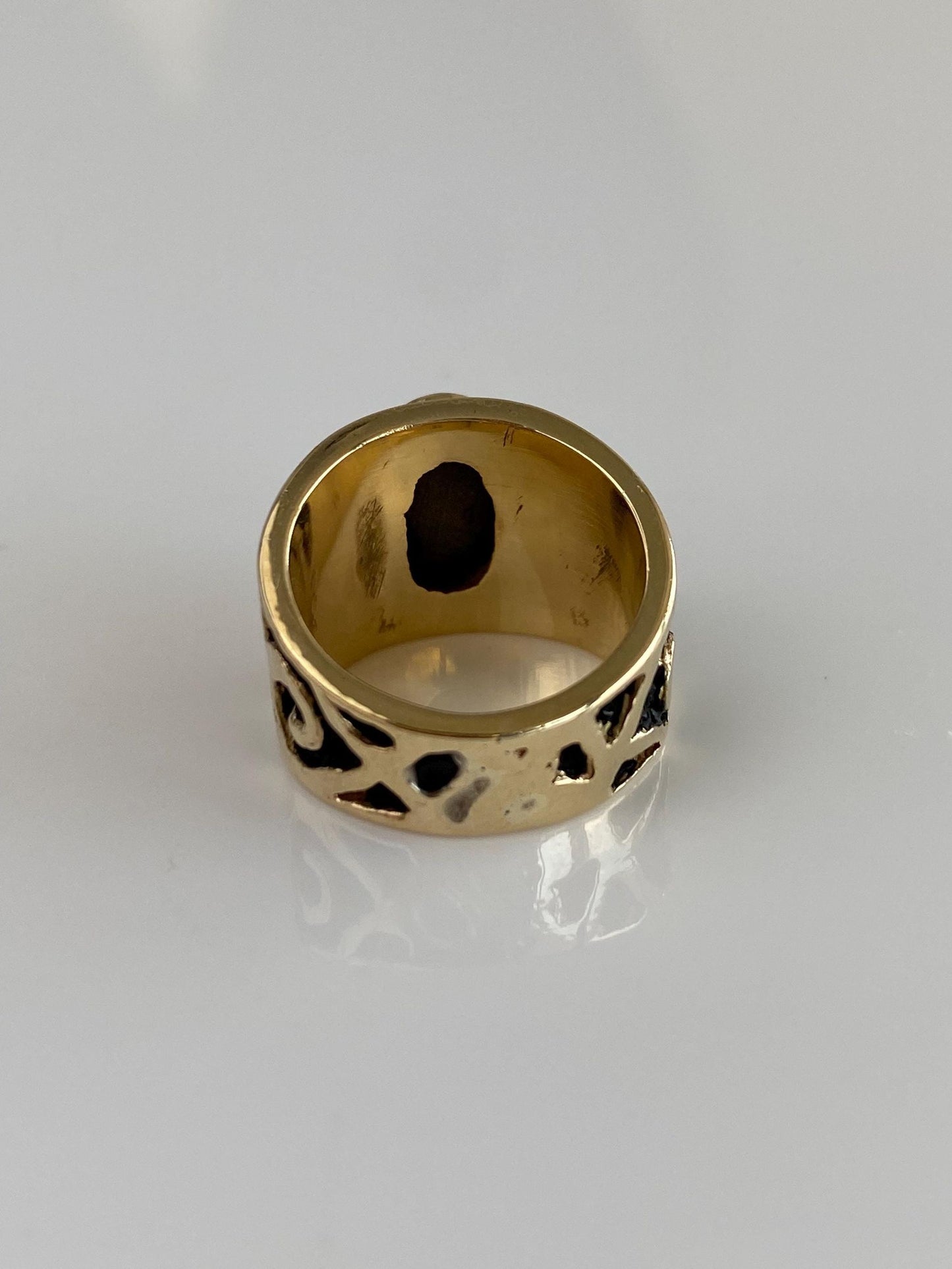 Vintage Solid 10k Yellow Gold Star Sapphire Designed Ring Band - Size 3.5