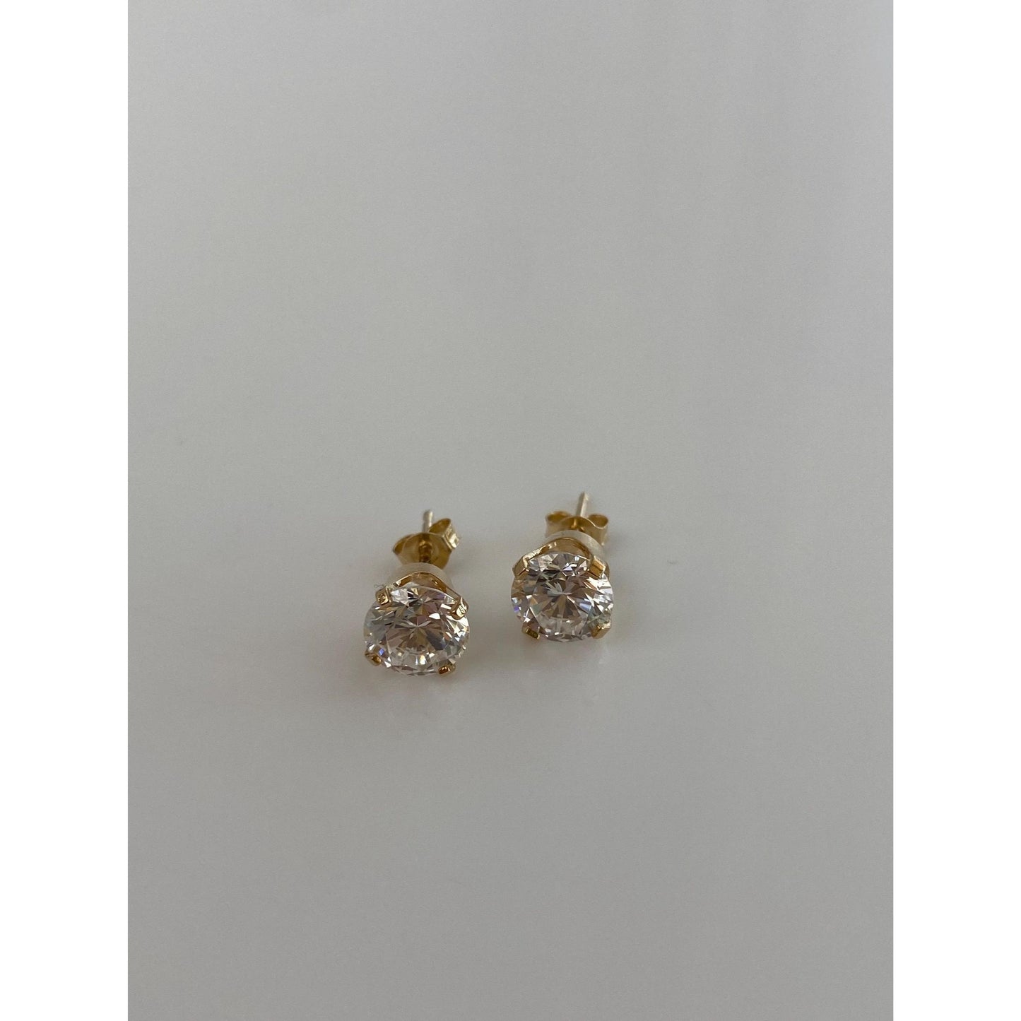 Solid 14k Yellow Gold Cubic Zirconia Stud Earrings