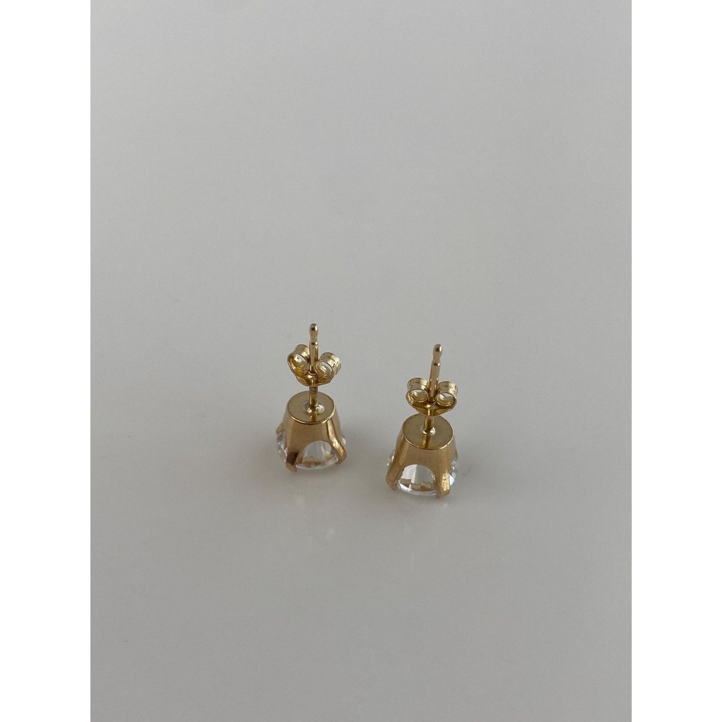 Solid 14k Yellow Gold Cubic Zirconia Stud Earrings
