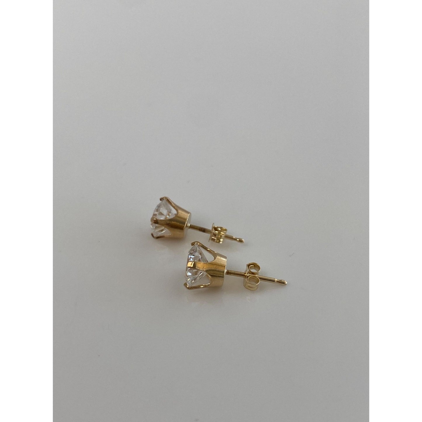 Solid 14k Yellow Gold Cubic Zirconia Stud Earrings