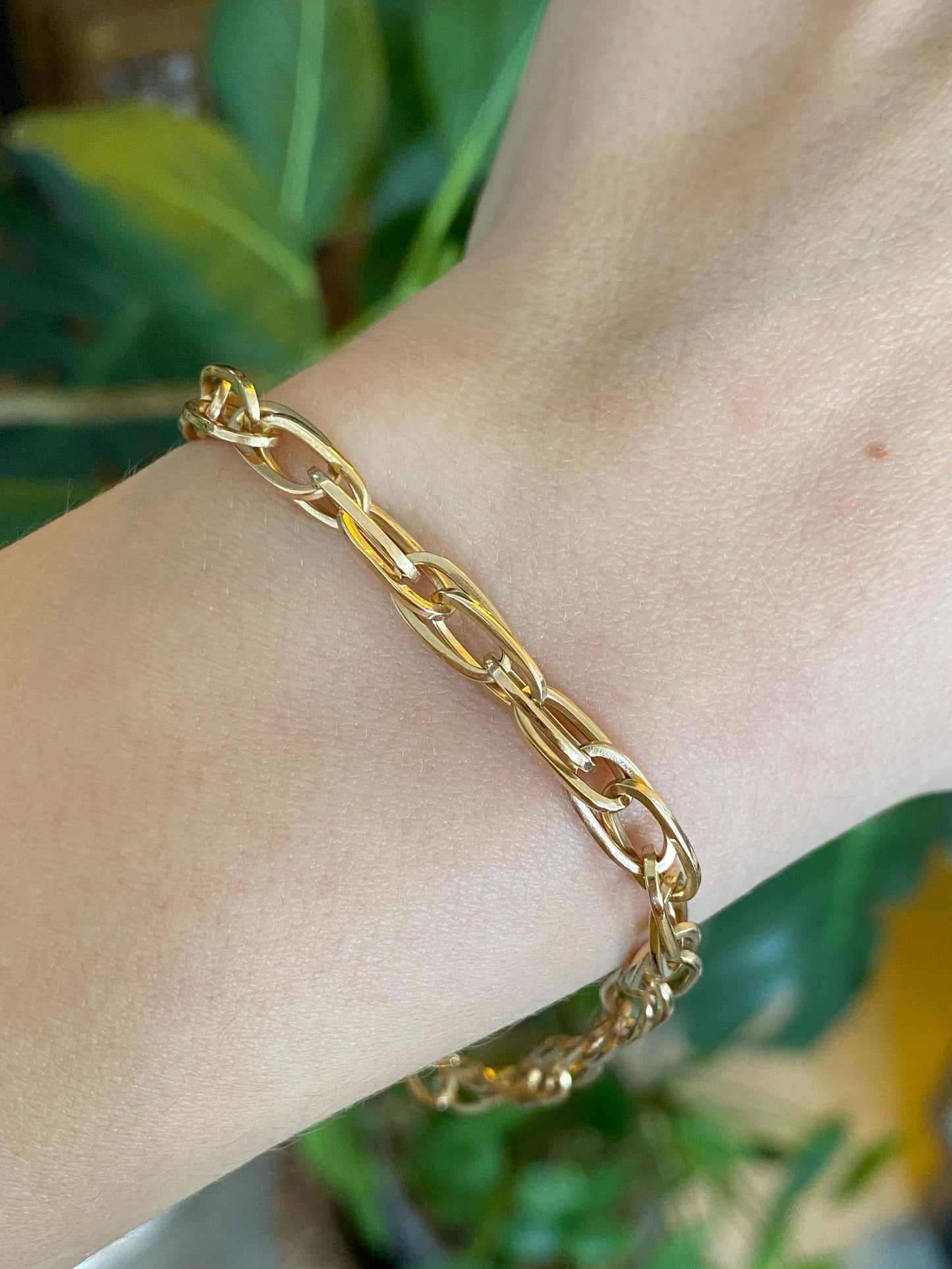 Vintage Solid 18k Rosey Gold Fancy Chain Bracelet - 8.25 Inches