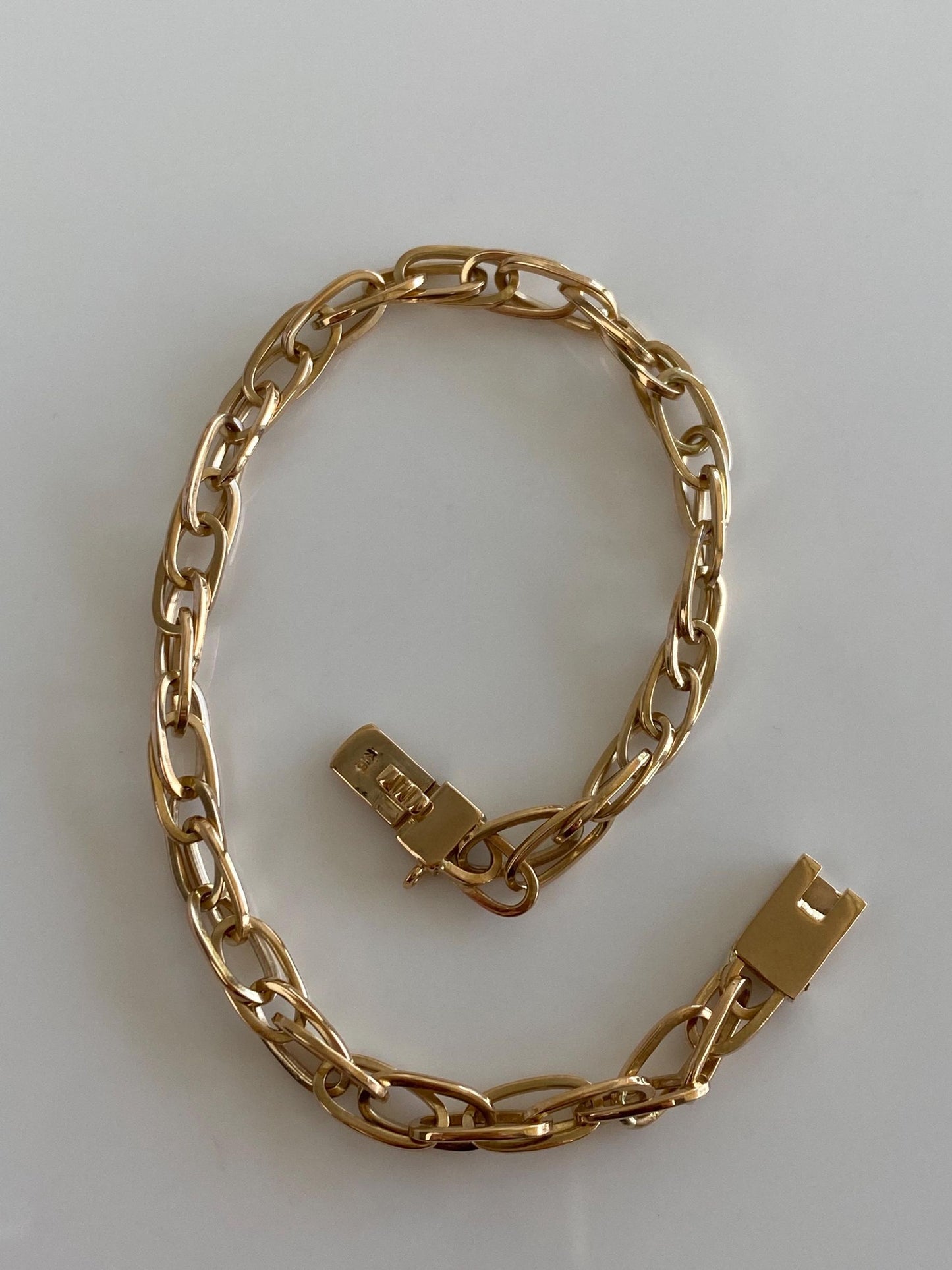 Vintage Solid 18k Rosey Gold Fancy Chain Bracelet - 8.25 Inches