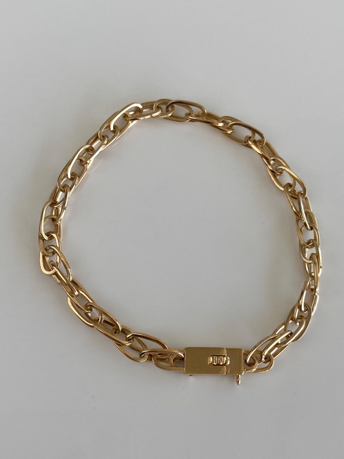Vintage Solid 18k Rosey Gold Fancy Chain Bracelet - 8.25 Inches