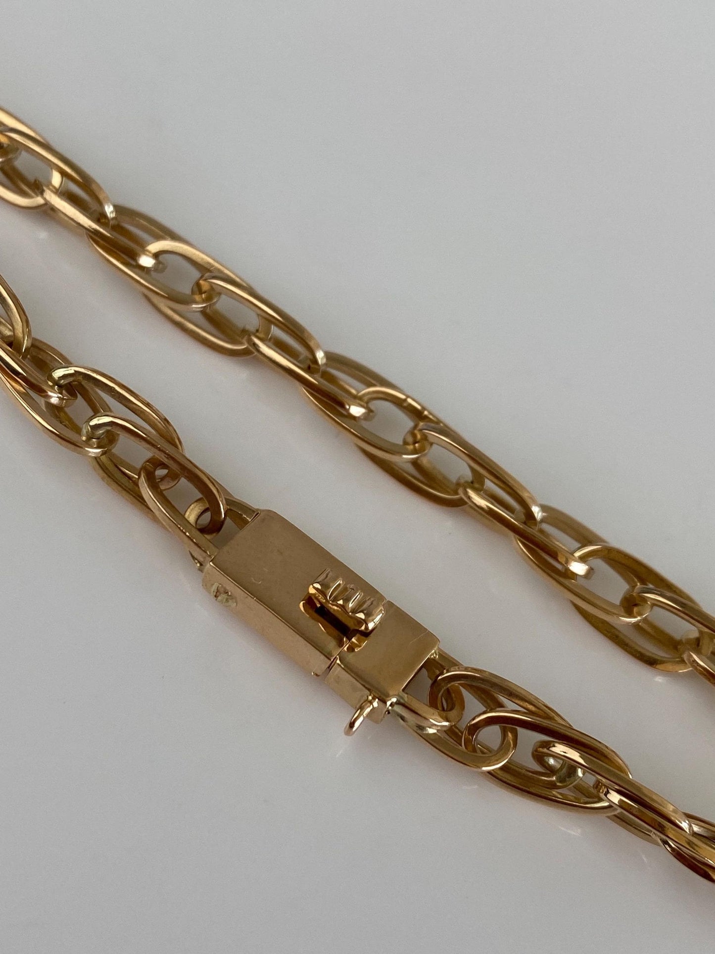 Vintage Solid 18k Rosey Gold Fancy Chain Bracelet - 8.25 Inches
