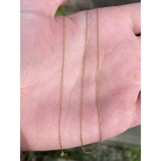 Vintage Solid 10k Yellow Gold Dainty Chain Necklace - 19.5 inches