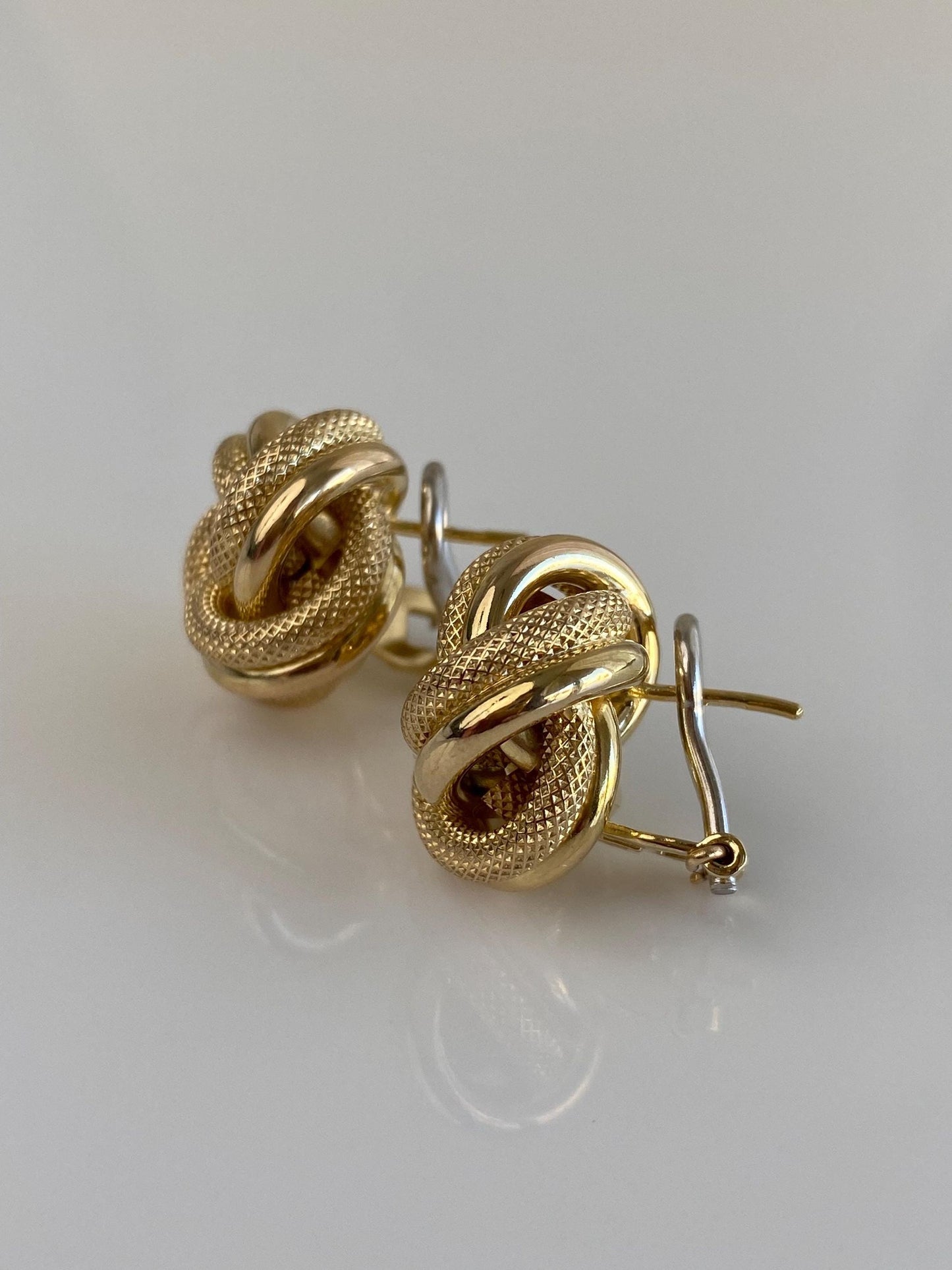 Vintage 14k Yellow Gold Large Textured Knot Stud Earrings