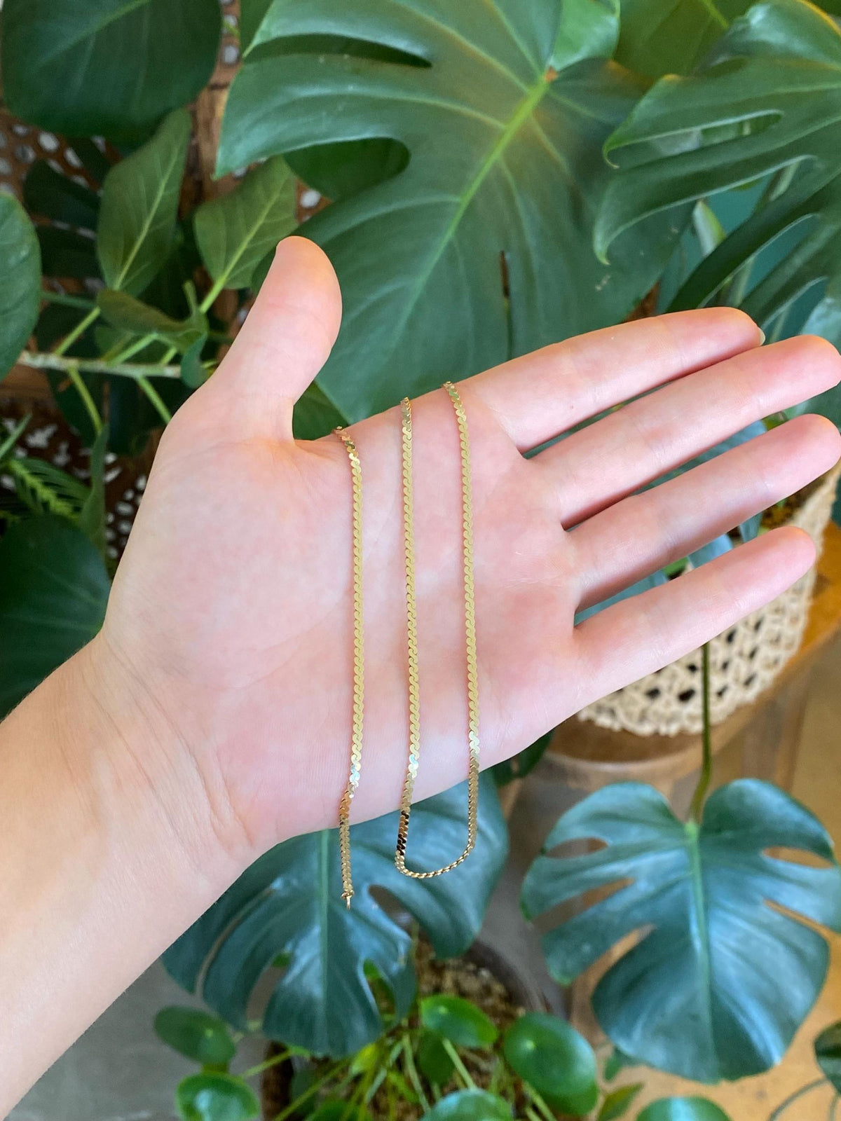 Vintage Solid 14k Yellow Gold Serpentine Chain Necklace - 20.25 inches