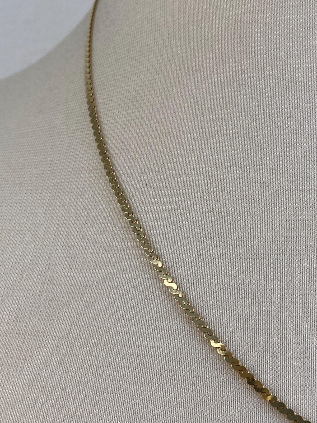 Vintage Solid 14k Yellow Gold Serpentine Chain Necklace - 20.25 inches