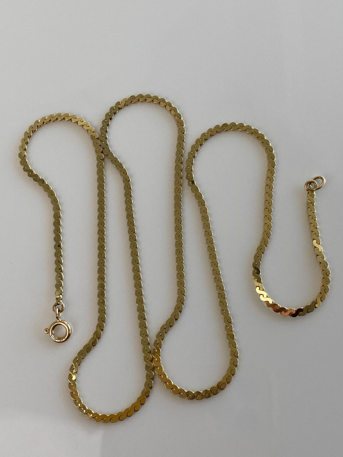 Vintage Solid 14k Yellow Gold Serpentine Chain Necklace - 20.25 inches