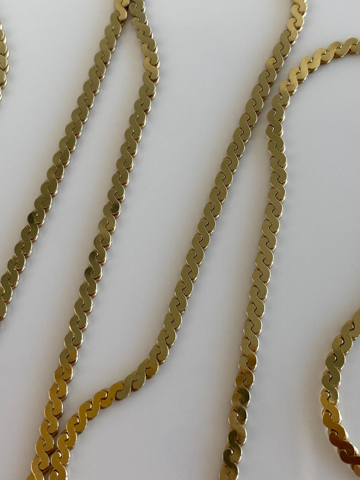 Vintage Solid 14k Yellow Gold Serpentine Chain Necklace - 20.25 inches