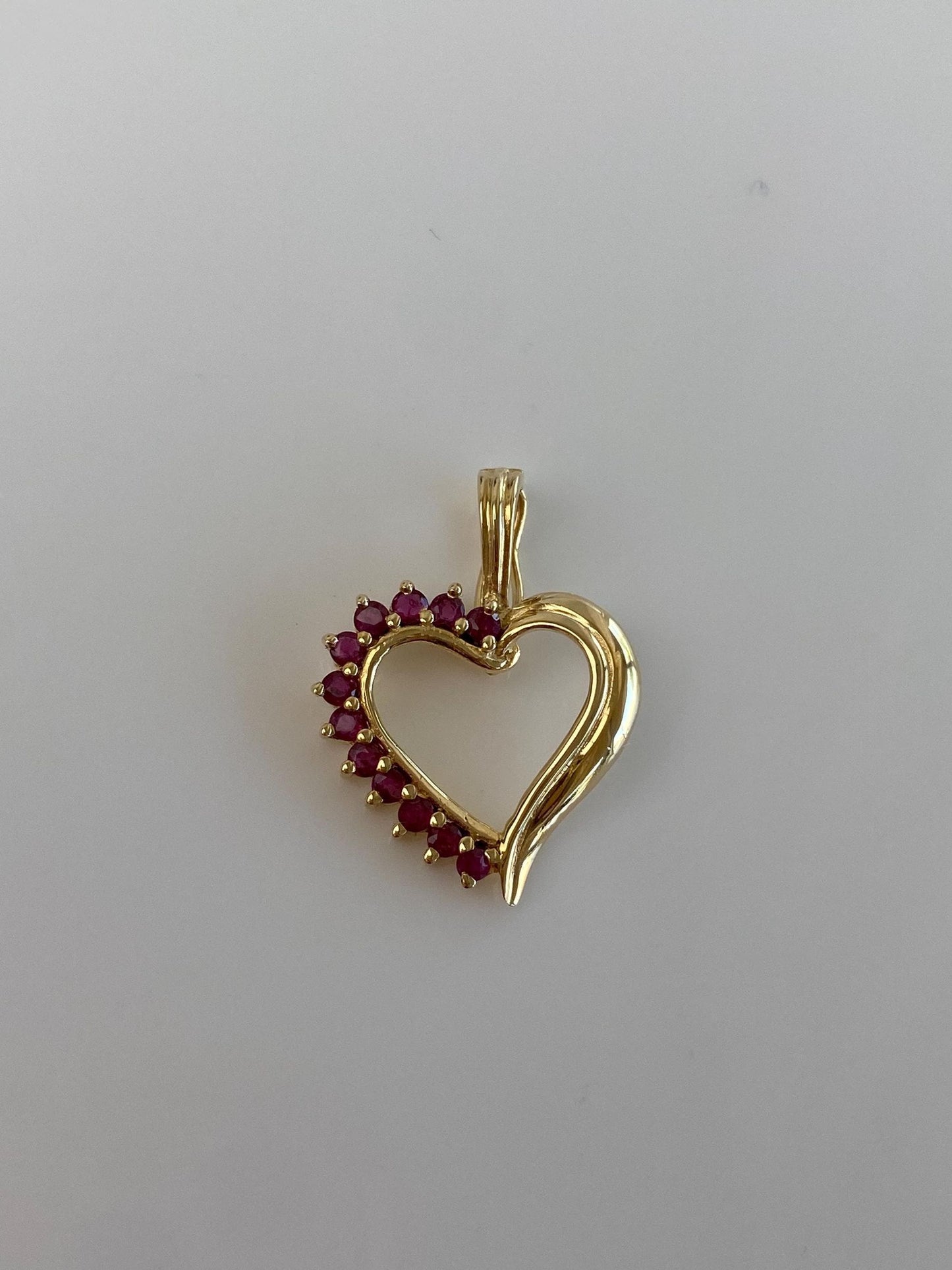 Vintage Solid 14k Yellow Gold Ruby Heart Charm