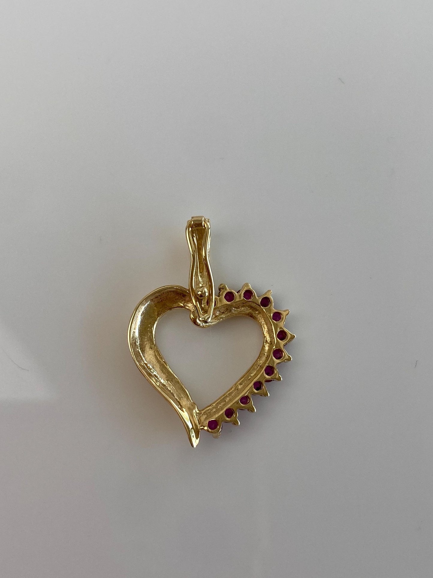 Vintage Solid 14k Yellow Gold Ruby Heart Charm