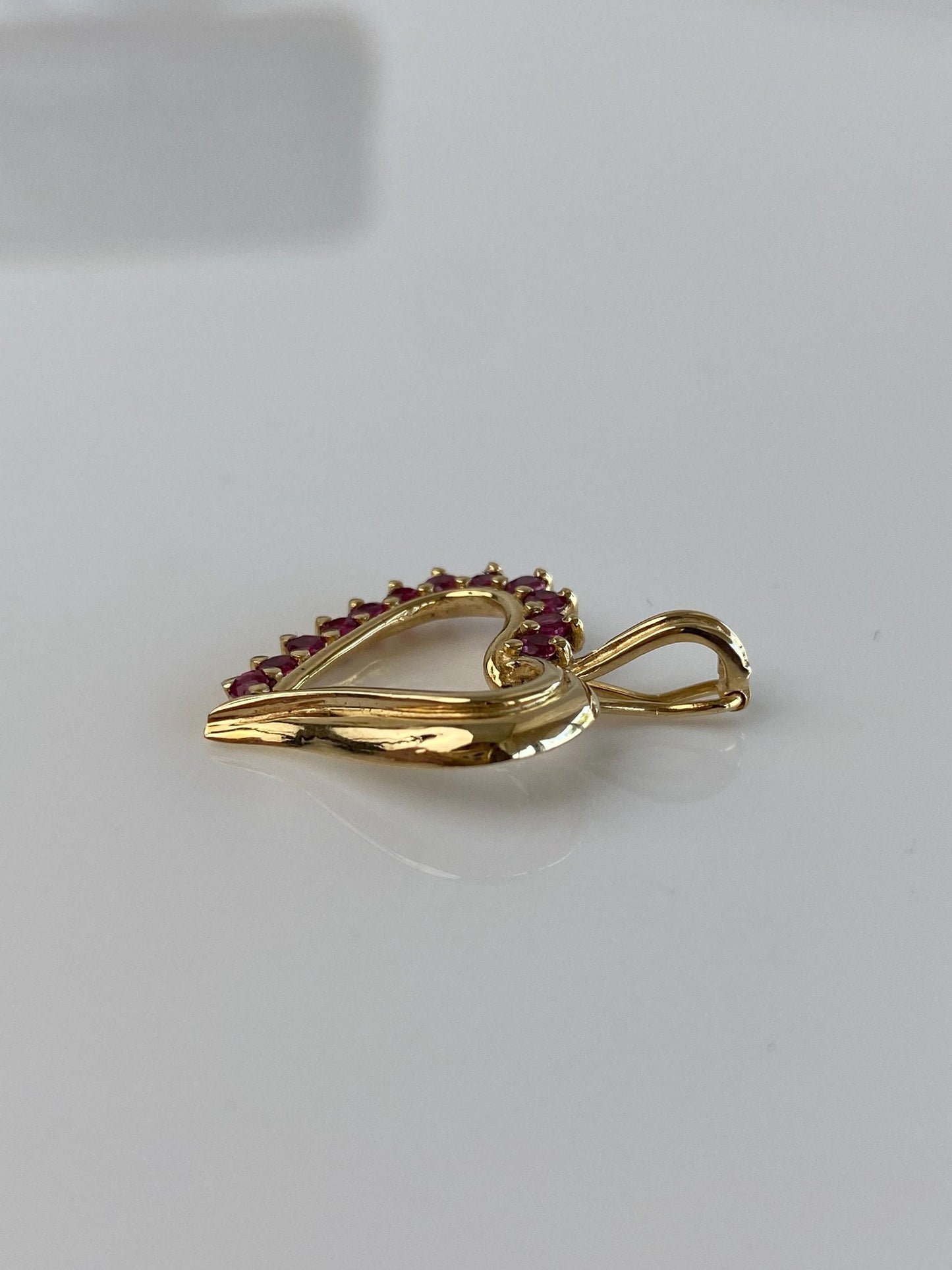 Vintage Solid 14k Yellow Gold Ruby Heart Charm