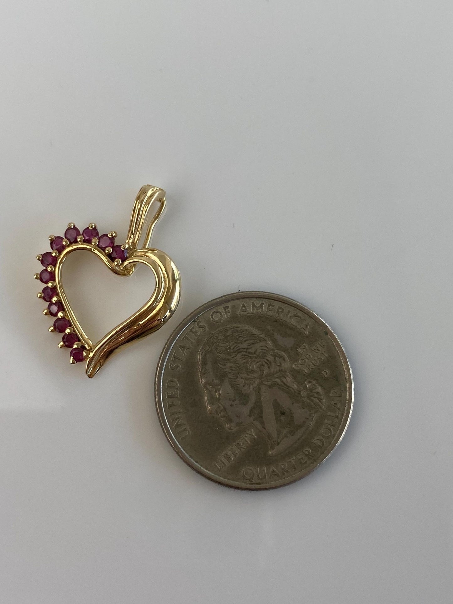Vintage Solid 14k Yellow Gold Ruby Heart Charm