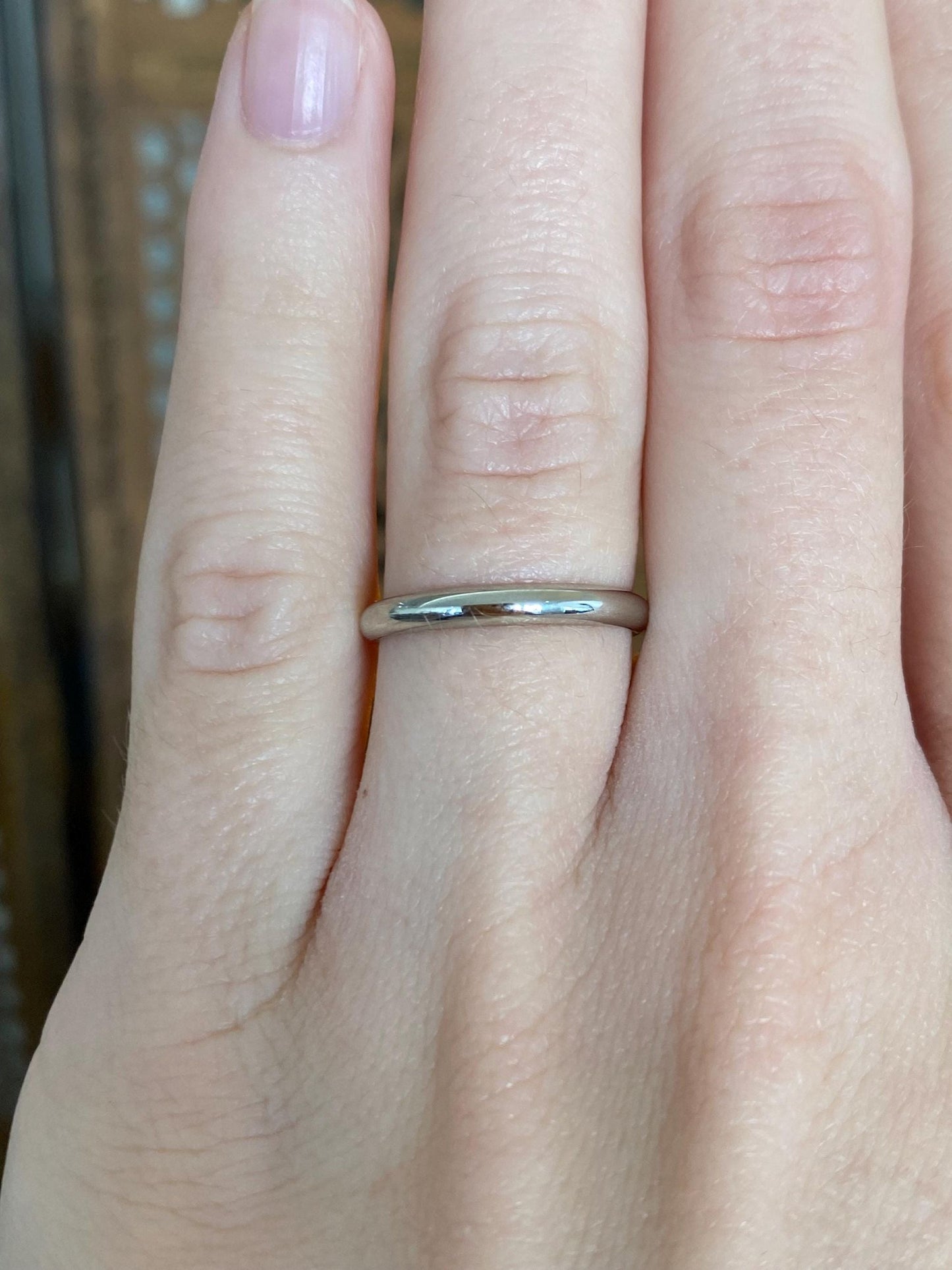 Vintage Solid 14k White Gold Ring Band - Size 5.75