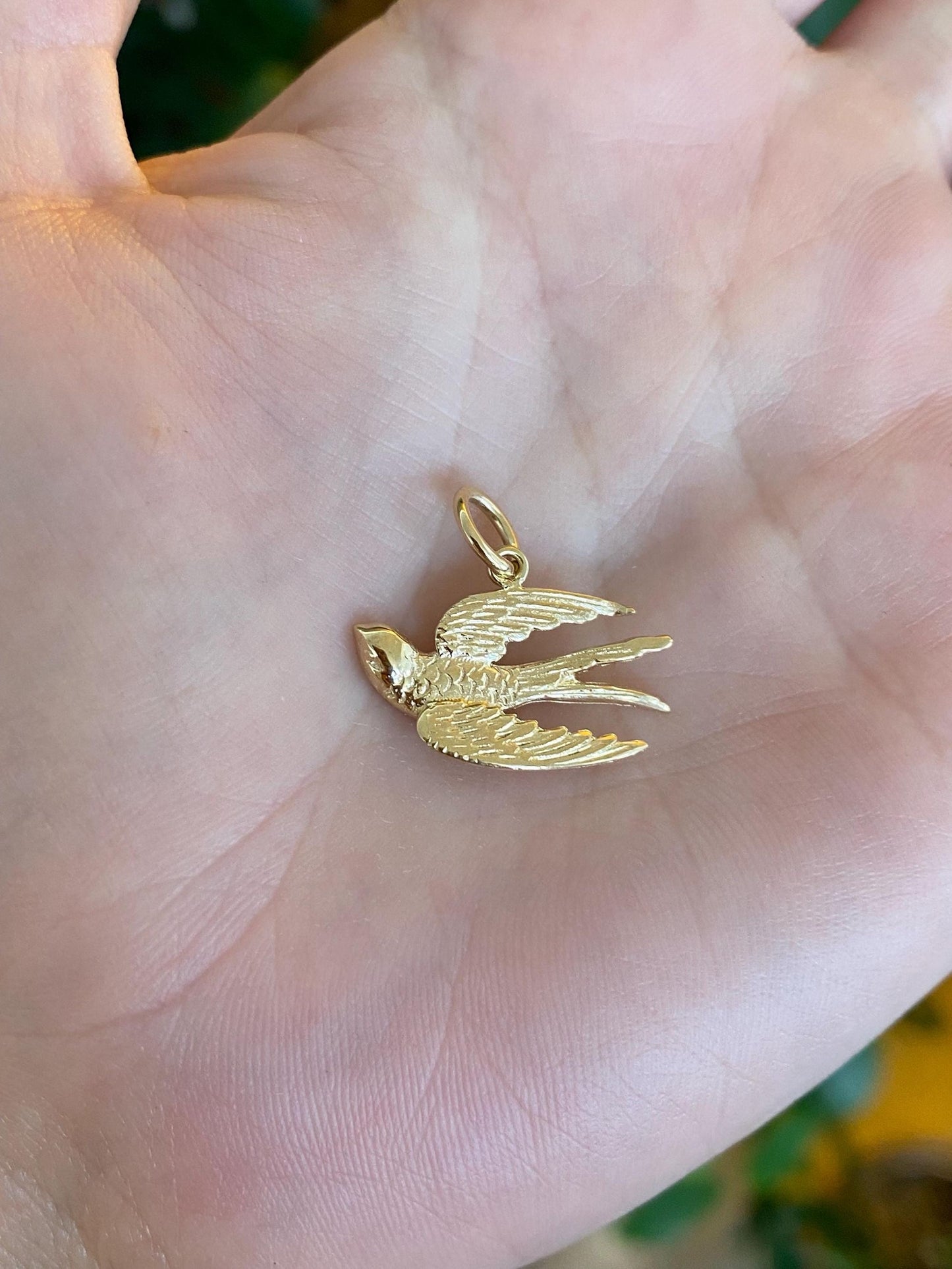 Vintage Solid 14k Yellow Gold Bird Charm