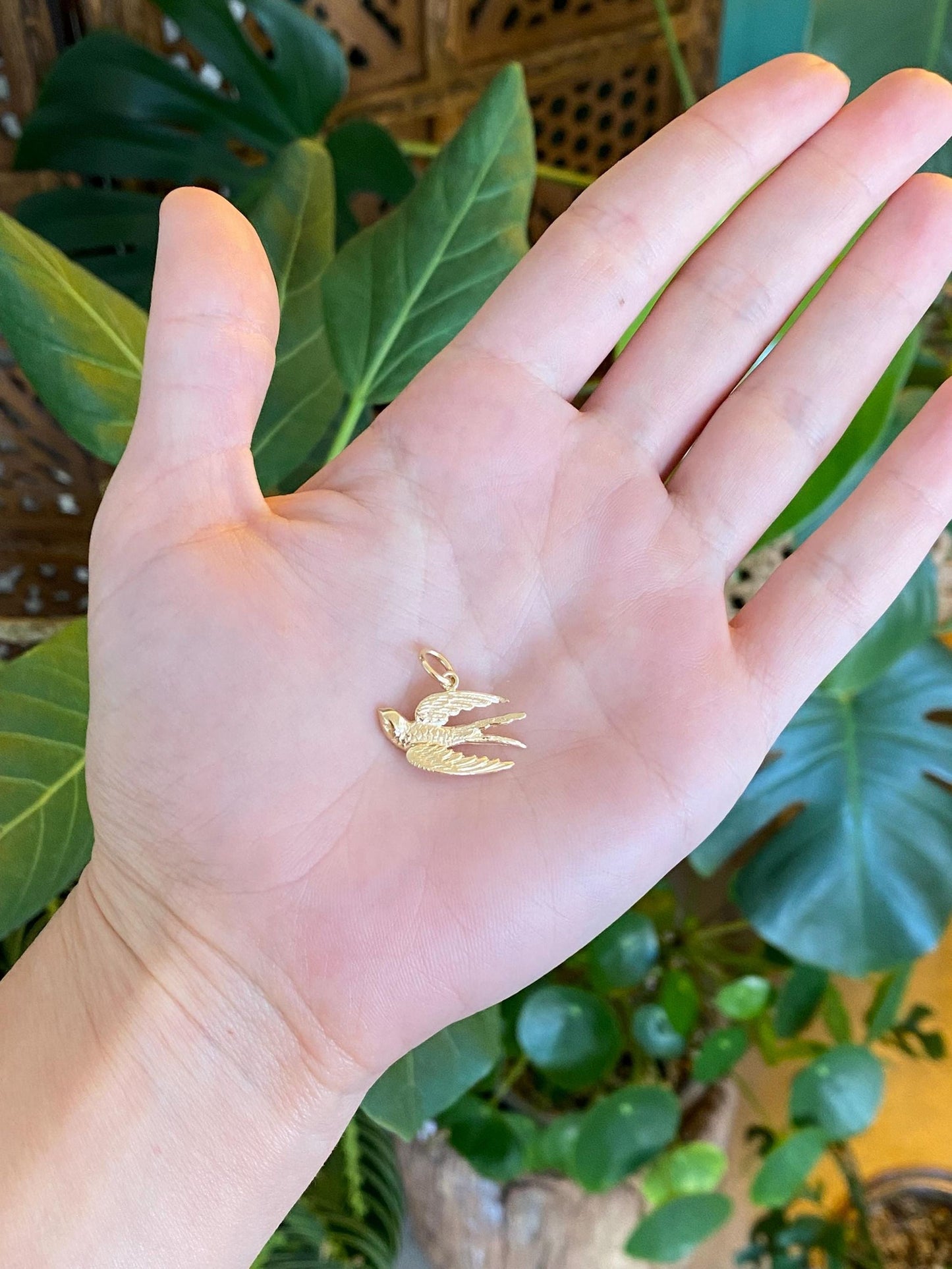 Vintage Solid 14k Yellow Gold Bird Charm