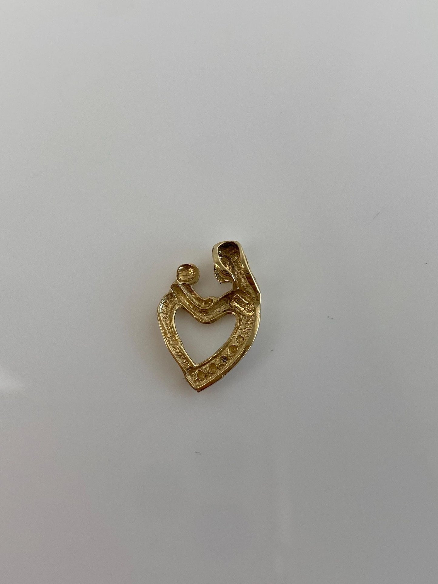 Vintage Solid 10k Yellow Gold Diamond Abstract Mother Child Charm