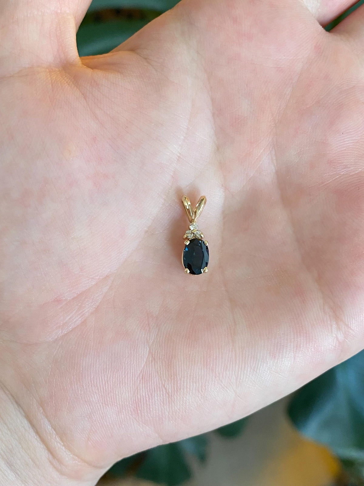 Vintage Solid 14k Yellow Gold Diamonds Blue Sapphire Charm