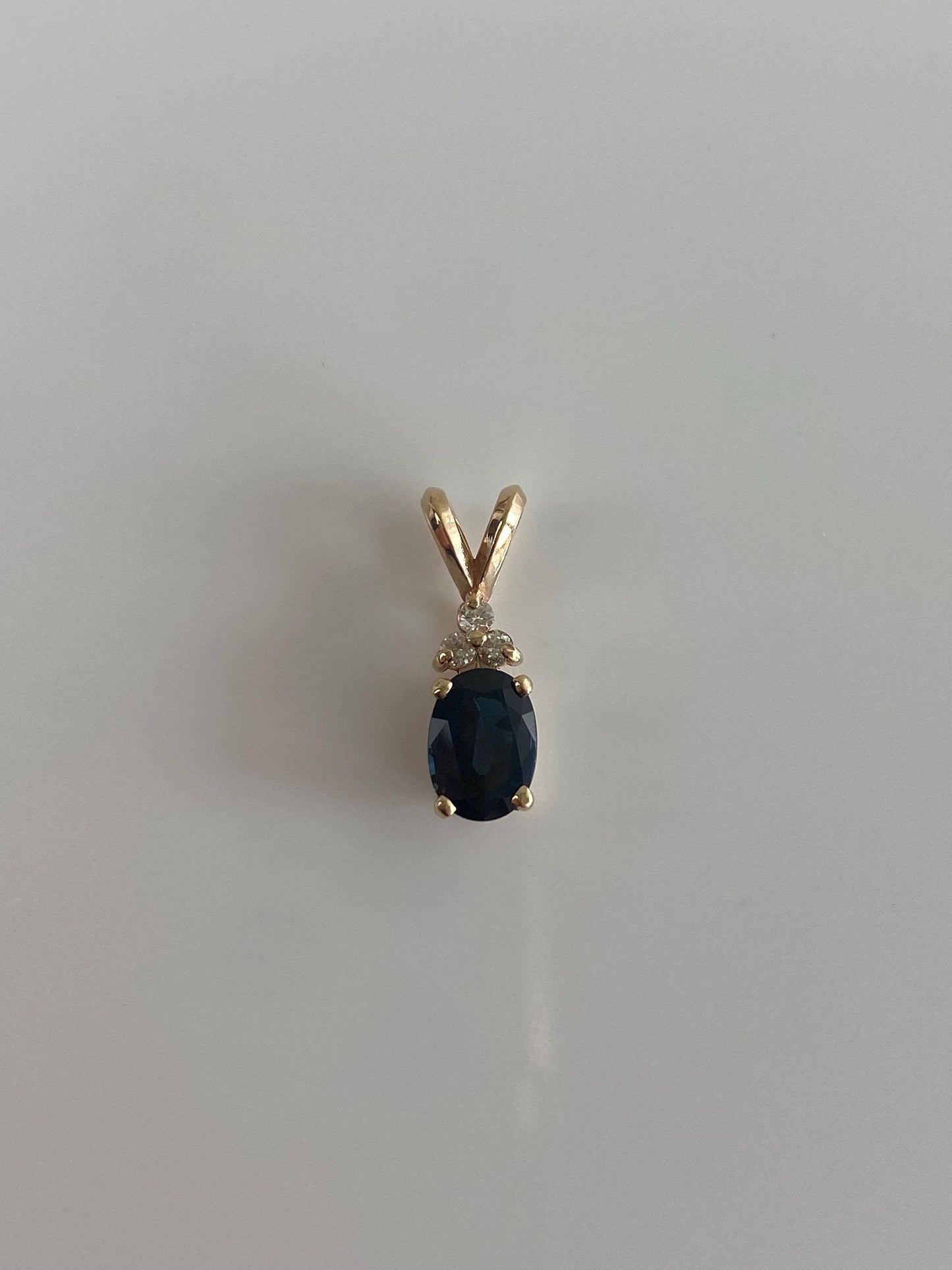 Vintage Solid 14k Yellow Gold Diamonds Blue Sapphire Charm