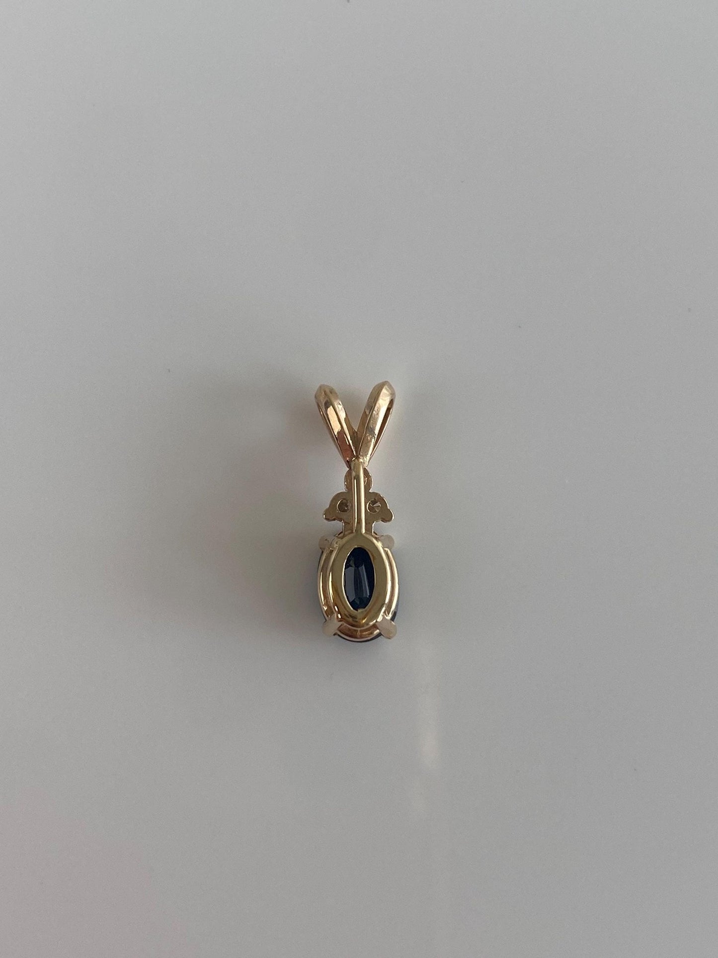 Vintage Solid 14k Yellow Gold Diamonds Blue Sapphire Charm