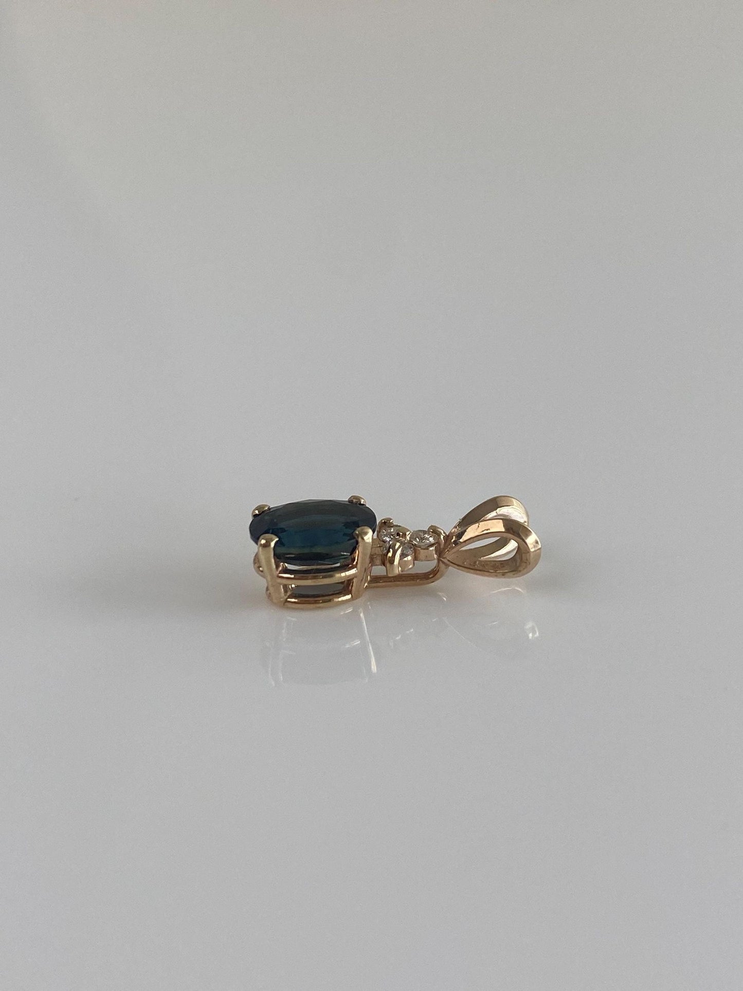 Vintage Solid 14k Yellow Gold Diamonds Blue Sapphire Charm
