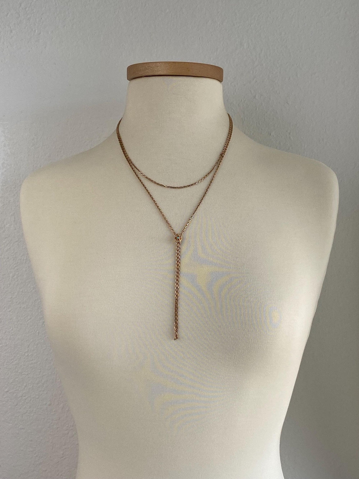 Solid 8k Rose Gold Opal Biker Link Slide Lariat Chain Necklace - 48 inches