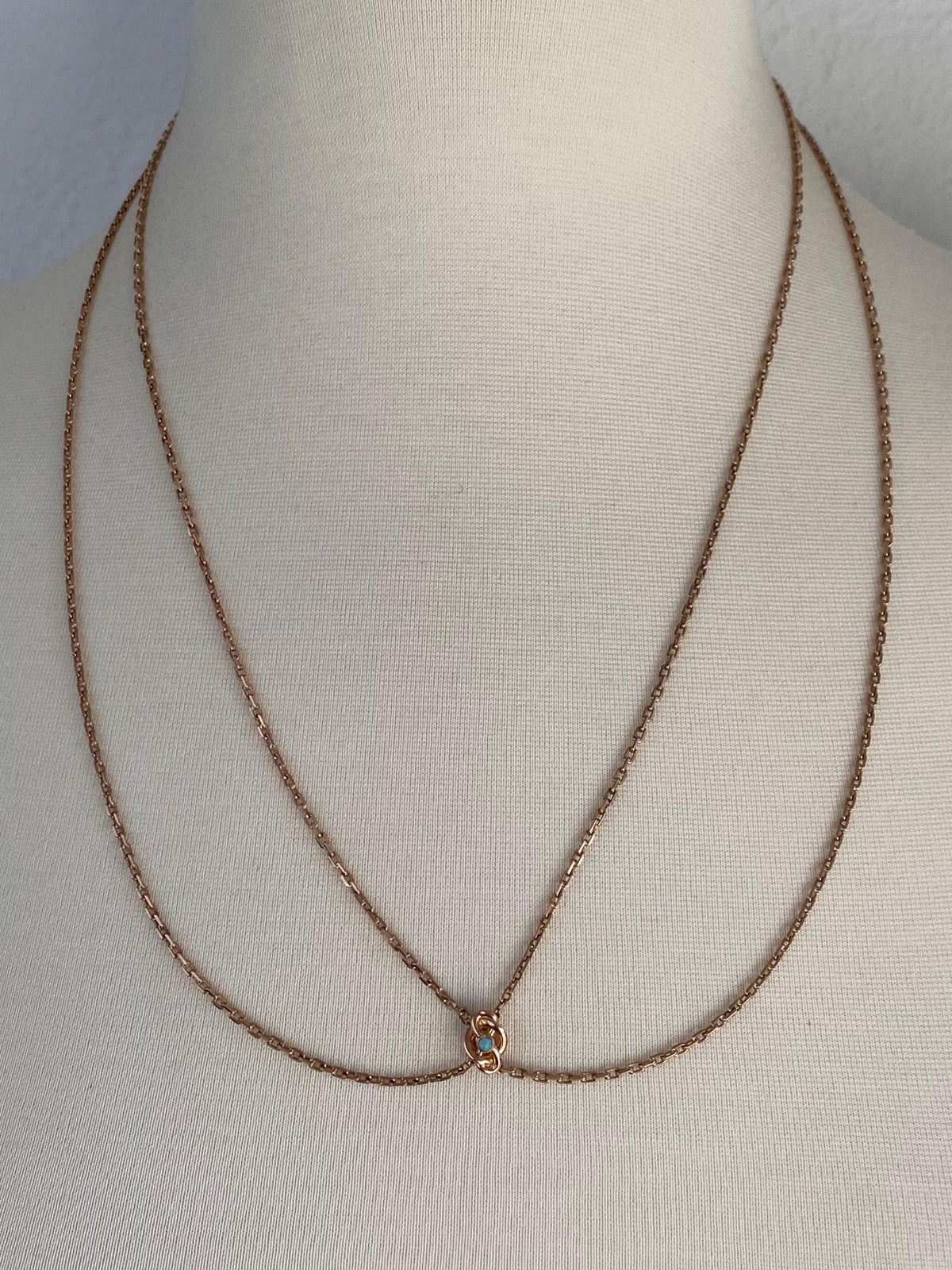 Solid 8k Rose Gold Opal Biker Link Slide Lariat Chain Necklace - 48 inches
