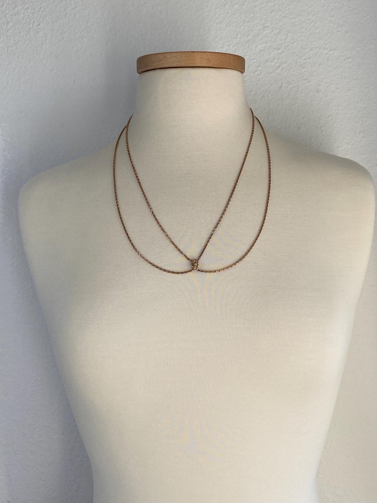 Solid 8k Rose Gold Opal Biker Link Slide Lariat Chain Necklace - 48 inches