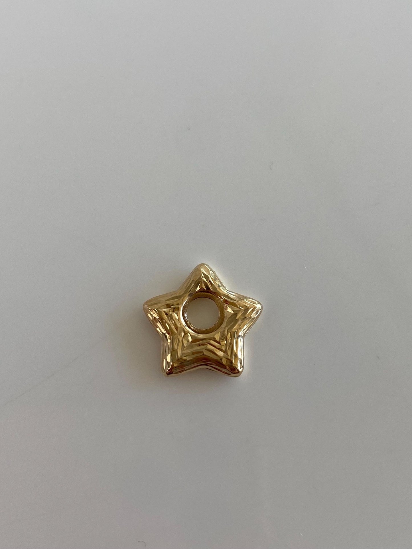 Vintage 14k Yellow Gold Textured Puffy Star Charm