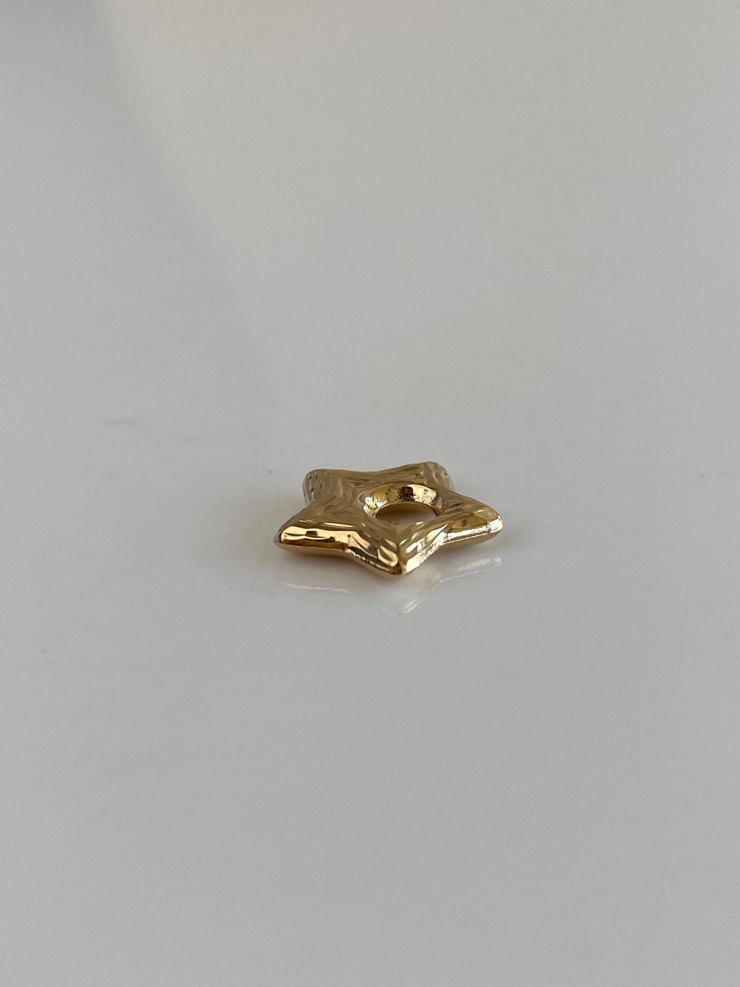 Vintage 14k Yellow Gold Textured Puffy Star Charm