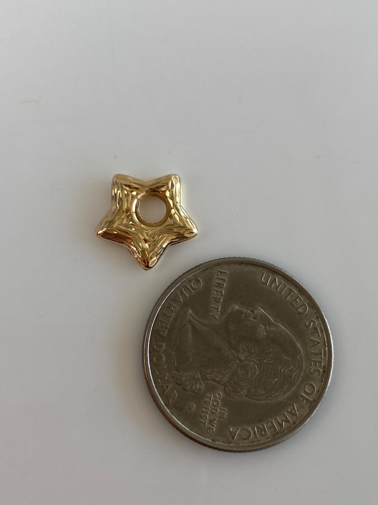 Vintage 14k Yellow Gold Textured Puffy Star Charm