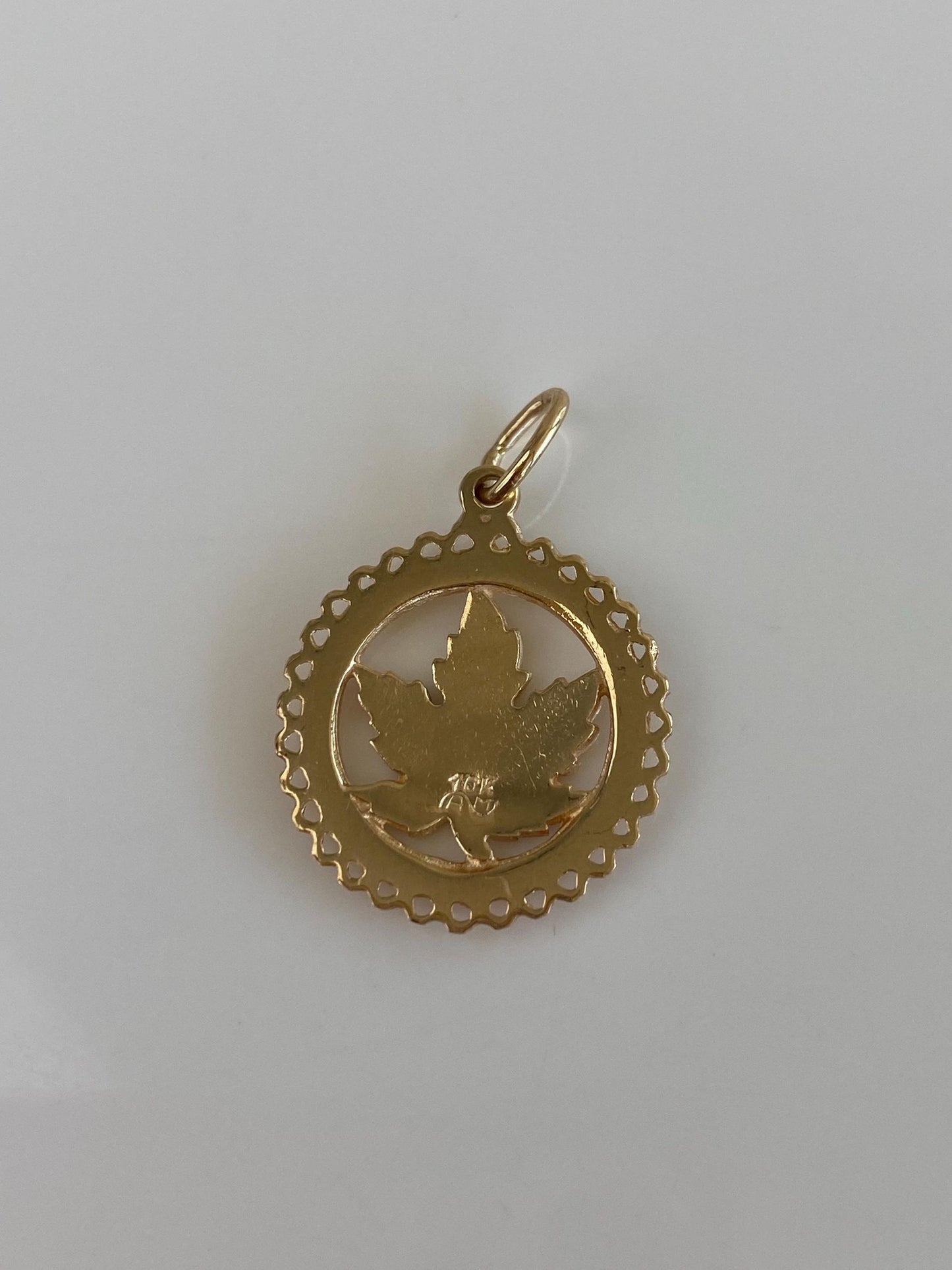 Vintage Solid 10k Yellow Gold Maple Leaf Charm