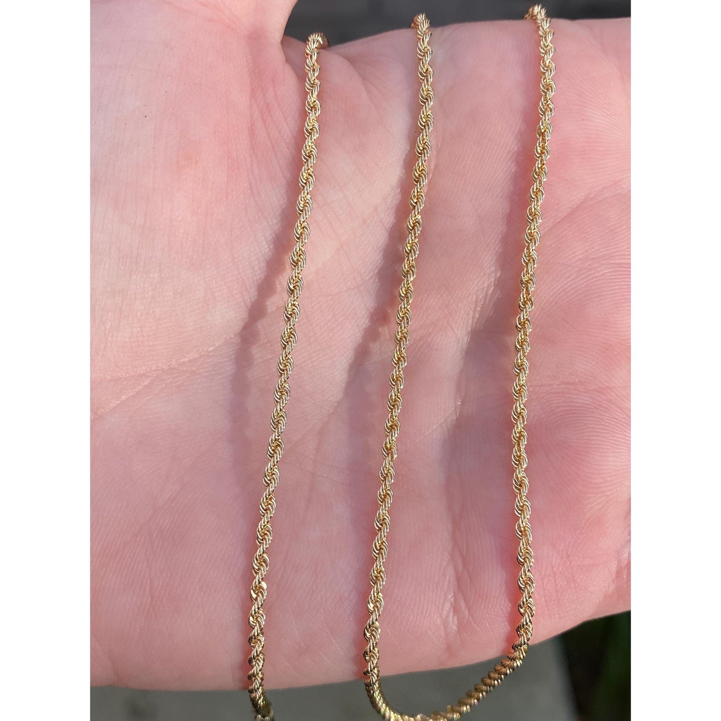 Vintage Solid 14k Yellow Gold Dainty Rope Chain Necklace - 24 inches