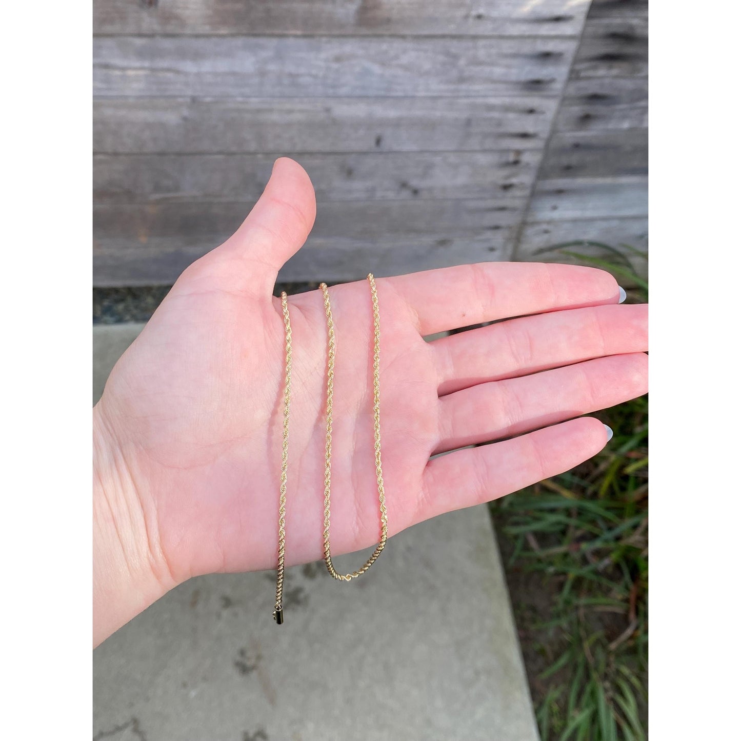 Vintage Solid 14k Yellow Gold Dainty Rope Chain Necklace - 24 inches