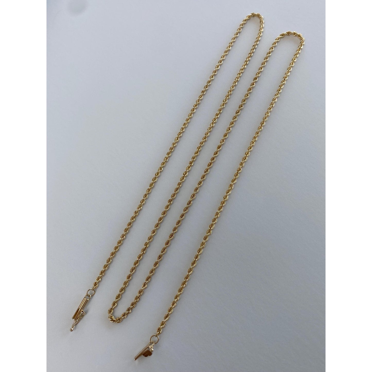 Vintage Solid 14k Yellow Gold Dainty Rope Chain Necklace - 24 inches